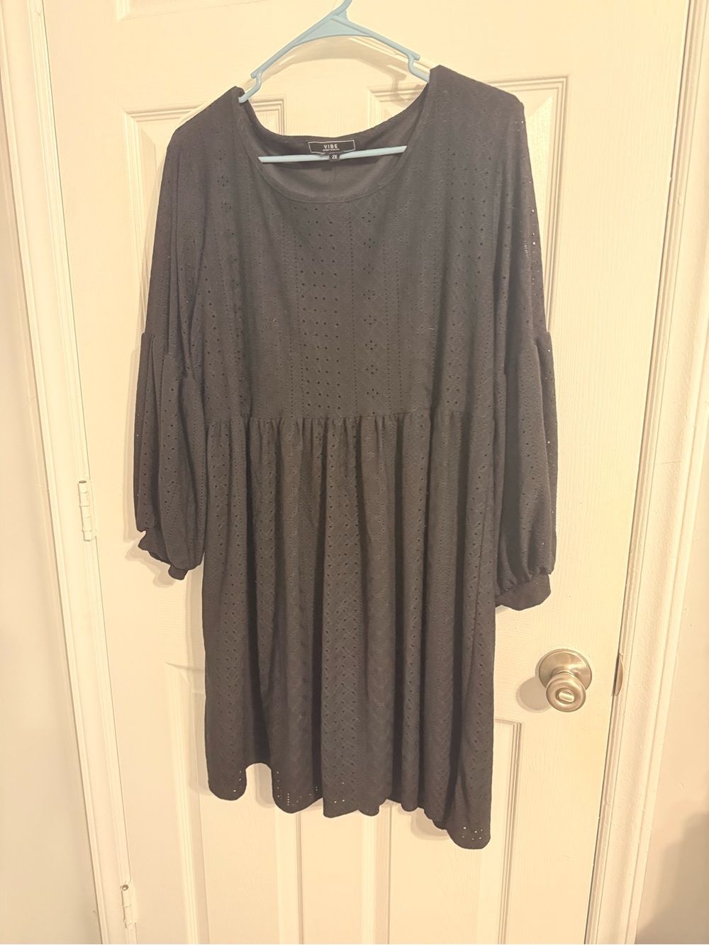 Vibe Black Eyelet Tiered Babydoll Dress - Picture 3 of 4
